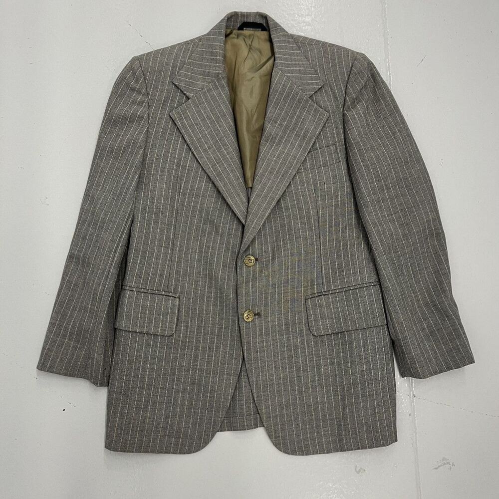 Vintage 50s Grey Striped Wool 2-Button Suit Jacket 40R